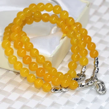 Hot predaj módnych prírodného kameňa žltá chalcedony jades najvyššej kvality 6 mm okrúhle korálky viacvrstvových náramky ženy diy šperky B2224