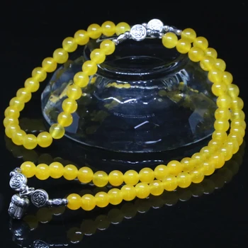 Hot predaj módnych prírodného kameňa žltá chalcedony jades najvyššej kvality 6 mm okrúhle korálky viacvrstvových náramky ženy diy šperky B2224