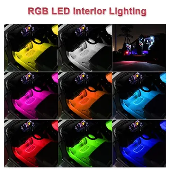 Auto LED RGB Atmosféru Pásy Svetla, Diaľkové ovládanie hlasom dizajn Interiéru Dekoratívne RGB LED Dynamický okolia Pásy Svetlo 12V
