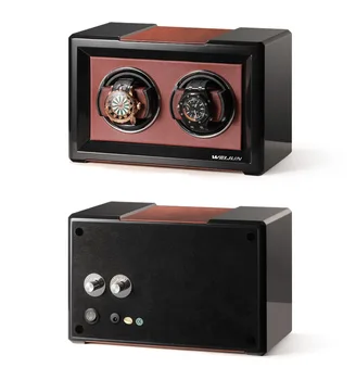 2 sloty kvalitnú módu mužov Watch Winder Box domov drevené Automatické Hodinky Rotátor Display Box 200909-27