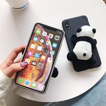Roztomilý 3d Panda Kremíka TPU Mäkkého púzdra Pre iphone, 11Pro, Max 6s plus Candy Farby Zadný Kryt X XR XS Max 7plus 8 8plus X telefón prípadoch