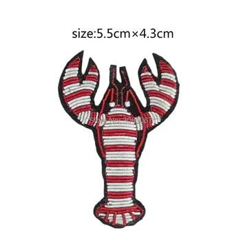2017 Nové Vysoko kvalitné 3D RUČNE VYŠÍVANÉ Lobster Corphish PIN Šperky Škvrny Odznak Francúzsko ZLATA KÁBLOVÉ SAKO BROŠNE