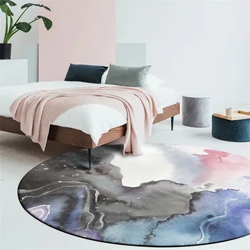 Abstrakt módne moderné akvarel prášok Zijin sivý atrament hill sladké kolo koberec protišmykové rohože