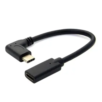 Typ C USB 3.1 Samec na USB-C Ženské 90D v Pravom Uhle Rozšírenie Dátového Kábla 20 CM