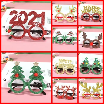 Vianočné Roztomilý Kreslený Okuliare Santa Claus Snehuliak Snowflake Strom Elk Papier Okuliare Party Foto Rekvizity 2020 Vianočné Dekorácie