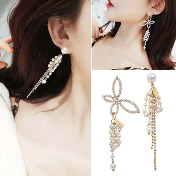Módne Náušnice Kvapka pre Ženy Trendy Veľký Motýľ Pearl Korálkové Strapec Dlhé Náušnice Boho Strany kórejskej Svadobné Šperky Brincos