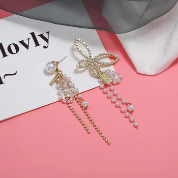 Módne Náušnice Kvapka pre Ženy Trendy Veľký Motýľ Pearl Korálkové Strapec Dlhé Náušnice Boho Strany kórejskej Svadobné Šperky Brincos