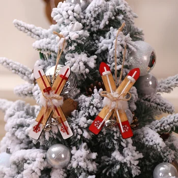 Drevené Sane S Lanom A Zvony Vianočný Strom Zavesenie Ozdoby Na Vianočný Štítok Prívesok Holiday Party Dekorácie