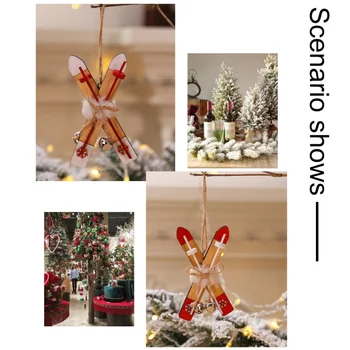 Drevené Sane S Lanom A Zvony Vianočný Strom Zavesenie Ozdoby Na Vianočný Štítok Prívesok Holiday Party Dekorácie
