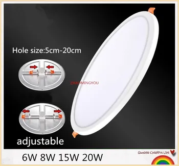 STE 20PCS Ultratenké 6W 8W 15W 20W Kolo led spot otvor veľkosti 5cm-20 cm Nastaviteľné LED Panel Svetlo Povrchovú montáž Downlight strop