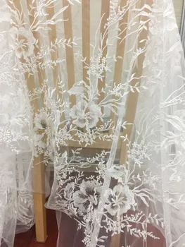 1 Yard Jasné Sequin Tylu Kvetinový Vyšívané Čipky Textílie pre Svadobné Šaty, Svadobné Šaty, Couture Šaty, Kostýmy