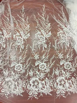 1 Yard Jasné Sequin Tylu Kvetinový Vyšívané Čipky Textílie pre Svadobné Šaty, Svadobné Šaty, Couture Šaty, Kostýmy