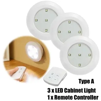 3/6Pcs LED Touch Ovládania Kolo Kabinetu Svetlo Inteligentné Diaľkové Ovládanie Svetla, Vnútorné Osvetlenie, Lampy, Nočné Lampy