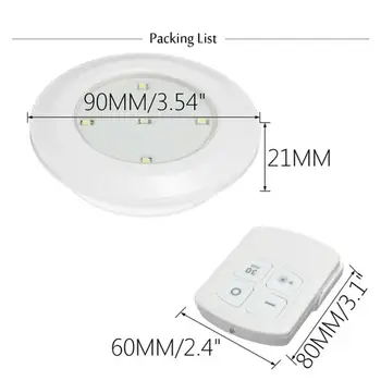 3/6Pcs LED Touch Ovládania Kolo Kabinetu Svetlo Inteligentné Diaľkové Ovládanie Svetla, Vnútorné Osvetlenie, Lampy, Nočné Lampy