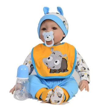 Bebe reborn chlapec bábika s Modrým krava oblečenie 22 inch mäkké silikónové reborn bábiky baby hračky pre deti darček