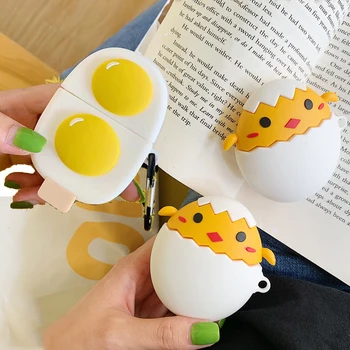 3D Roztomilý Vajcia Ice Cream Silikónové puzdro pre Apple Airpods 1 2 Bezdrôtové Slúchadlá Slúchadlá Krásne Vajíčko Kuriatko Kryt Plnenie Box