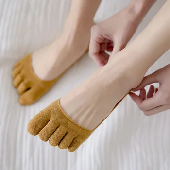 1 Pár Letné Módne dámske Candy Farby Päť Prstov na Nohách Ponožky, Neviditeľné Non Slip Členok Bavlnená Zmes Ponožky Meias