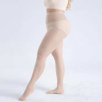 Veľká Veľkosť Pantyhose Ženy Plus Veľkosť Nohavice Jednofarebné Priedušná Sexy Super Elastické Veľké Nylon Pantyhose Bezšvíkové Tehotné