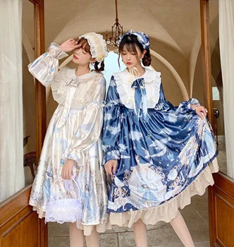 Dievča op šaty japonský lolita roztomilý jeseň a v zime dievča vysoký pás viktoriánskej šaty kawaii dievča gothic lolita op loli cos roztomilý