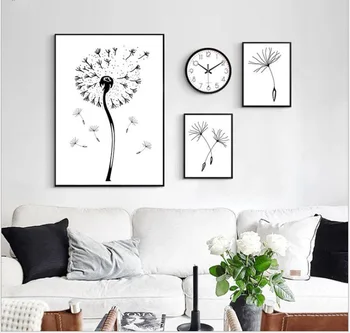 Maliarske plátno rastlín dekoratívne plagáty Nordic obývacia izba, veranda, obrázky na stenu Zelené rastliny Nechať Púpava kvet