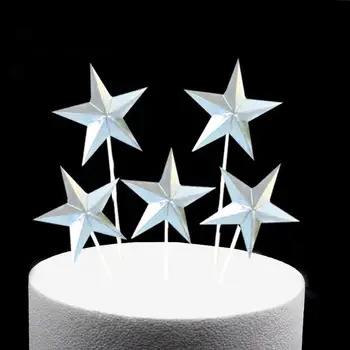 Hviezdy Tvarované Tortu Plug-In/Hliníkovej Fólie Papier Materiál/Birthday Cake Decoration/Tri Veľkosti Veľké, Stredné A Malé /DIY Strany