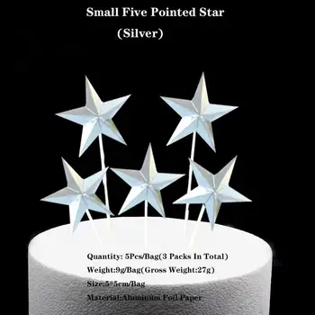Hviezdy Tvarované Tortu Plug-In/Hliníkovej Fólie Papier Materiál/Birthday Cake Decoration/Tri Veľkosti Veľké, Stredné A Malé /DIY Strany