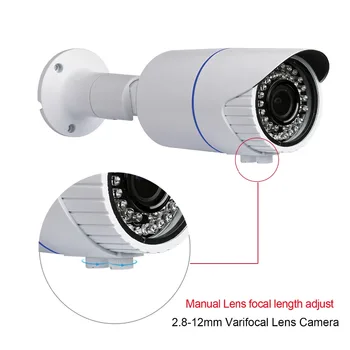 AHD Bullet Varifokálny Fotoaparát Vodotesný 2MP 4MP 2.8-12 mm Manuálny Zoom Nočné Videnie s Vysokým Rozlíšením Domov Ulici Bezpečnostné Kamery