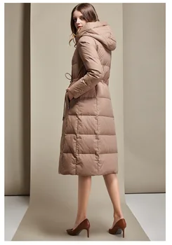 Pruhovaný design nadol Zimné kabáty bol tenké dlhé Teplé Kačica dole kabát žena X-Dlho Nadol Teplá Bunda s Kapucňou hrubé teplé Parkas F594