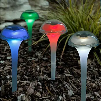 DishyKooker 6PCS RGB 7 Zmena Farby LED Solárne Záhradné Svetlo Vonkajšie Nepremokavé Trávnik Lampa na Ozdobu