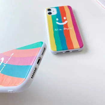 Cartoon Rainbow Smajlík Telefón puzdro Pre iPhone 12 Mini 11 Pro XS MAX XR X 7 8 6 6 Plus SE 2020 5 5S Silikónové Mäkké TPU Kryt Späť