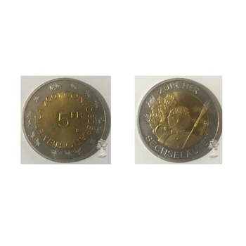 Švajčiarsky 2001 5 Frank Bimetalovú Pamätnú Mincu Reálne Pravý Originál Mince, Zbierka Mincí
