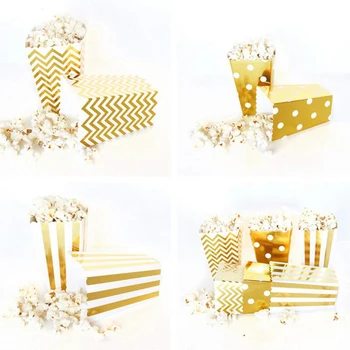 12pcs Dot Vlna Prekladané Papierové Popcorn Boxy Candy Okno Pop Corn Taška Na Vianoce Svadobné Party Narodeniny Dekorácie Dodávky