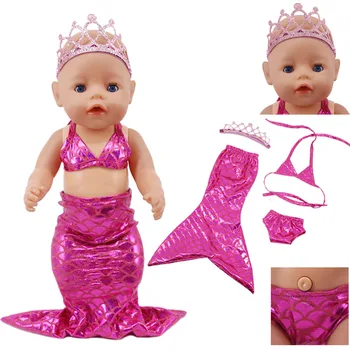 Bábika Ruže Modrá Morská Víla Princezná Sada Vhodná 18-Palcové American Doll A 43 Cm Baby Nové Narodený Bábiky, Naša Generácia, Darčeky Pre Dievča