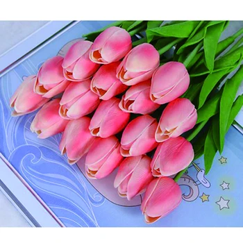 Svadobné Dekorácie Tulipány Umelé Kvety PU umelé kytice Skutočný dotyk kvety Pre Domáce Svadobné dekoratívne kvetinové vence