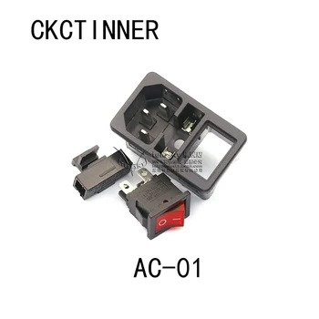 1set 3 Pin 320 C14 vstupný konektor konektor sieťovej zásuvky 250v kolískový spínač zásuvky červené svetlo 10A, nájdite držiak poistky, socket samec konektor