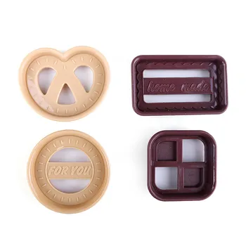 ANGRLY 4Pcs/Set Kruh / Štvorec / Obdĺžnik / v tvare Srdca Dizajn Cukru Cookie Foriem Remesiel Piest Cookie Cutter Formy Nástroje