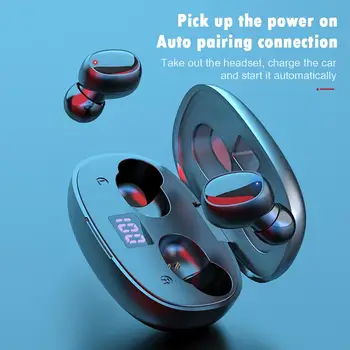 Bezdrôtové Slúchadlá TWS Bluetooth 5.0 Mini Slúchadlá Stereo Bass LED Displej Potlačením Hluku Športové Vodotesné Slúchadlá Do Ucha