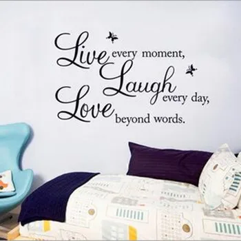Live Laugh Love Samolepky na Stenu Citácie anglický Domov List Dekorácie PVC Tapety Umenie kultúrneho života Vymeniteľné DIY nálepky