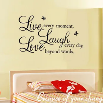 Live Laugh Love Samolepky na Stenu Citácie anglický Domov List Dekorácie PVC Tapety Umenie kultúrneho života Vymeniteľné DIY nálepky