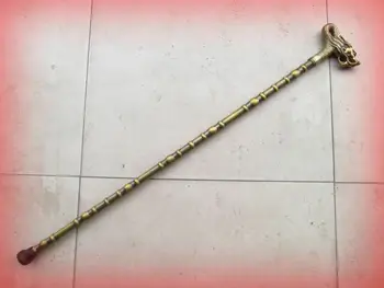 Vintage športové trstiny Walking Stick bambusu spoločné Trstiny Hlavy Draka Rukoväť čistej medi