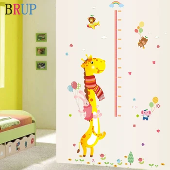 Cartoon Žirafa, Výška Samolepky na Stenu pre Deti Izba Medveď, Slon Králik Domova PVC Vinyl Stenu Spálne