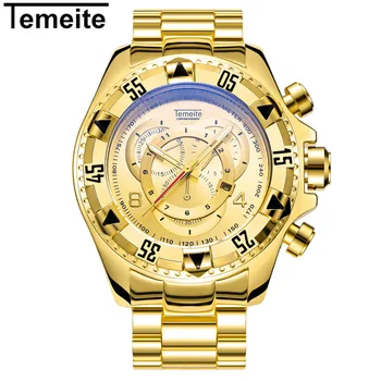 Luxusné Plnej Ocele Zlaté Pánske Náramkové Hodinky Módne Tvorivé Veľké Dial Quartz Vodotesné Hodinky Relogio Masculino hombre reloj