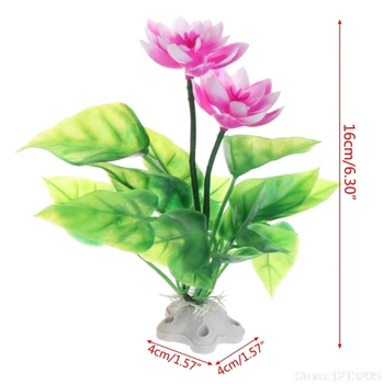 Vodné Lotus Umelé Rastliny, Ryby Nádrž Akvárium Ornamenty, Kvetinové Ružová Fialová W210