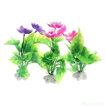 Vodné Lotus Umelé Rastliny, Ryby Nádrž Akvárium Ornamenty, Kvetinové Ružová Fialová W210