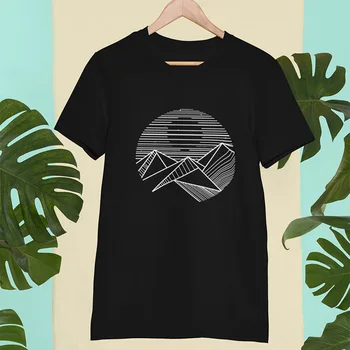 Bavlna Deigital Tlačiť T-shirt Geometrie Pyramídy Dizajn Línie Vzor Mužskej Letné Tričko EÚ Veľkosť