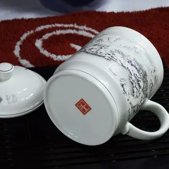 Houmaid drinkware Veľkú kapacitu, keramické teacup s krytom na glazované porcelánové nápoj/čaj/káva, pohár z Jingdezhen 950ml