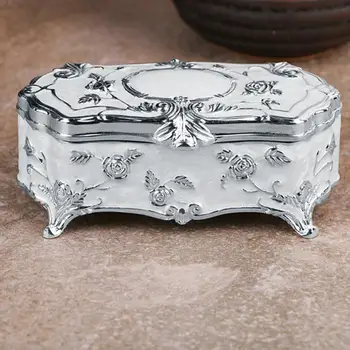 Inovatívne Európskej Vintage Princezná Šperky Box Malé Strieborné Pozlátené Presklené Šperky Úložný Box Bavlnenou Handričkou Špáradlo Skladovanie Bo
