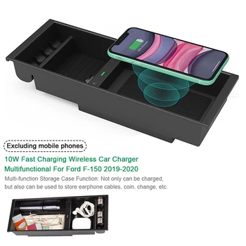 10W Ľahko Nainštalovať USB Multifunkčné Smart Telefónu Proti Sklzu Organizátor Bezdrôtovú Nabíjačku do Auta Rýchle Nabíjanie Pre Ford F-150 2019-2020