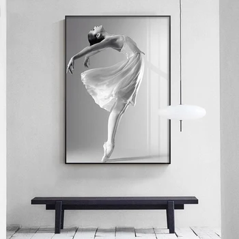 RELIABLI UMENIE Nordic Štýl Balet Girl Obrázky, Plagáty, Maliarske Plátno, Čierne A Biele Steny Umenie Na Obývacia Izba, Spálňa BEZ RÁMU