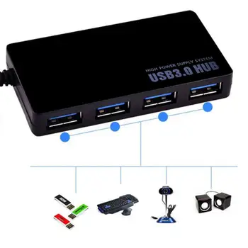 4 Porty USB 3.0 Hub Rozbočovač Adaptér High Speed 5Gbps pre PC, Notebook Adaptér Hub